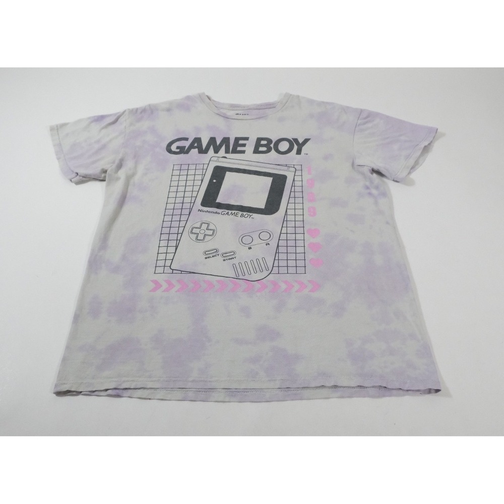 Nintendo Shirt Womens Large Purple Game Boy Graphic Tie Dye Retro Gaming Tee L
